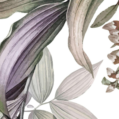 purple tropical leaves wall mural closeup