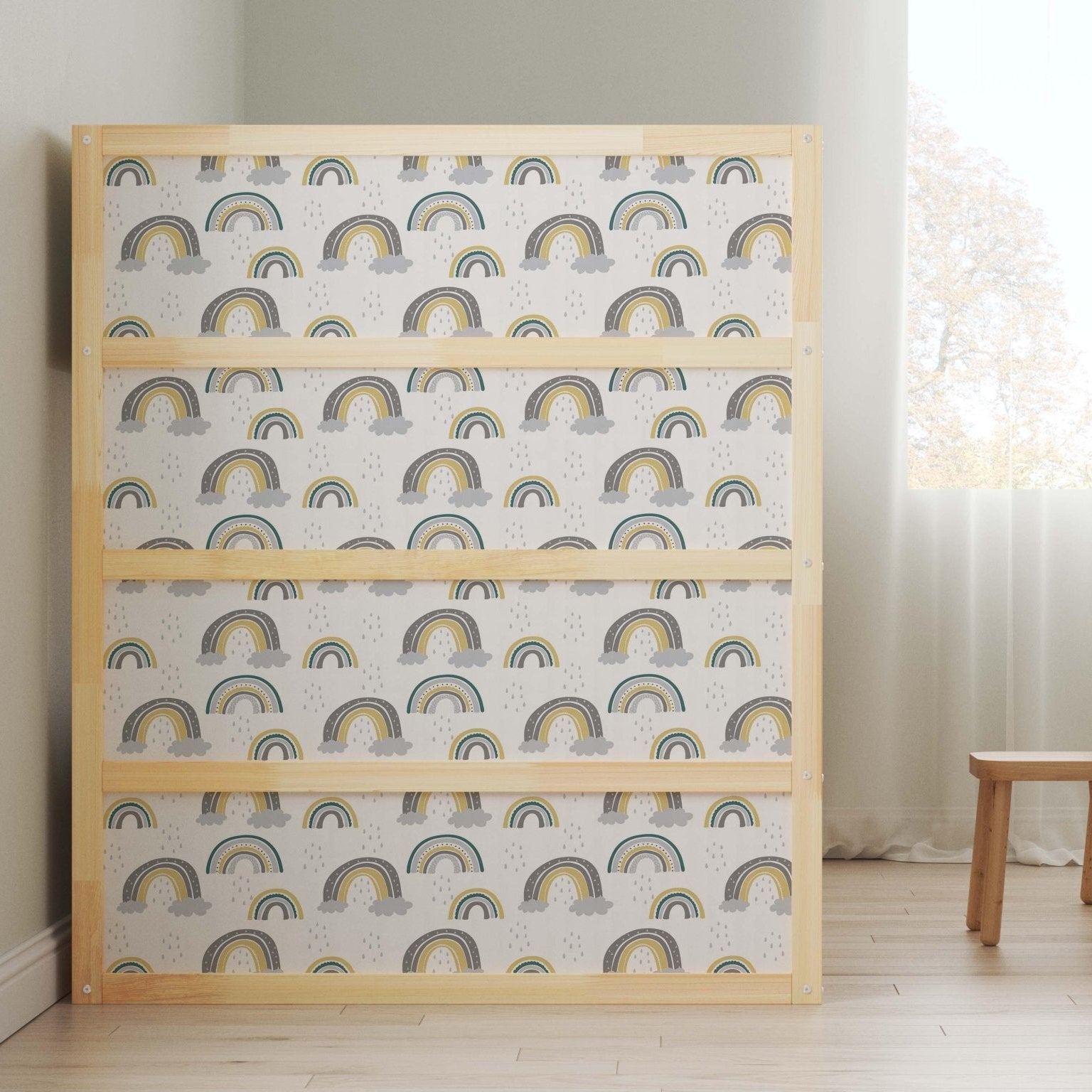 Ikea Kura Bed with rainbow decals  in pastel colors