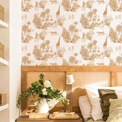 African Savannah Toile Wallpaper