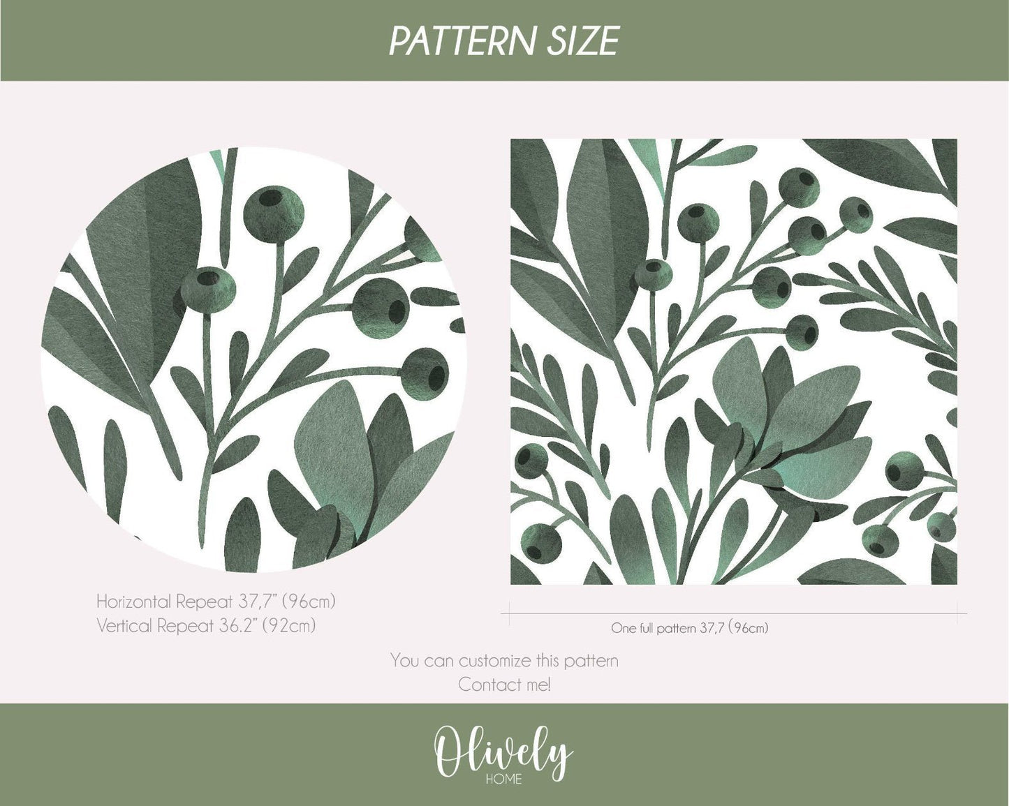 sage green wallpaper pattern size