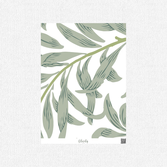 Muestra-Papel pintado estilo William Morris en verde salvia