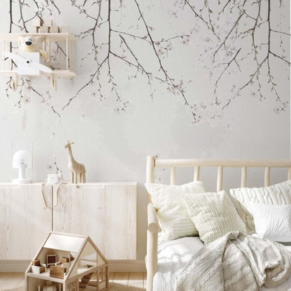 Cherry blossom Wallpaper mural in pastel colors for nursery decoration