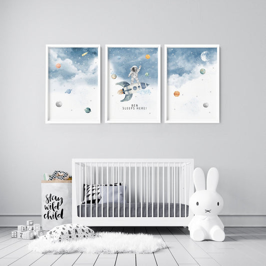 Space Nursery | Set of 3 wall art prints