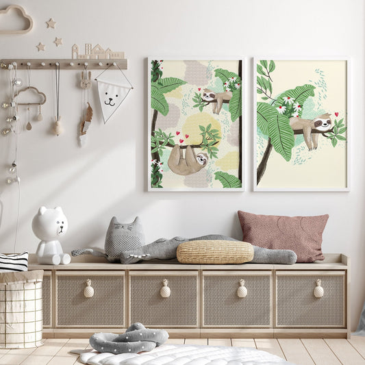 Wall art decor for nursery | set of 2 Sloth wall art prints