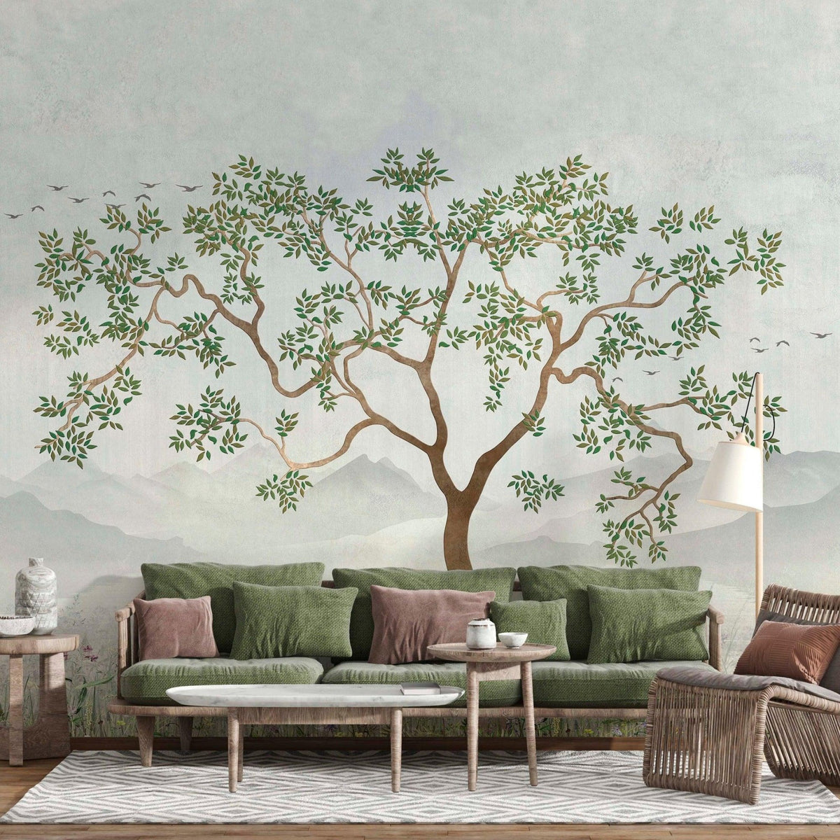Tree Mural Tree Giant Wallpaper Mural Custom Wall Murals Green Big Tree Forest